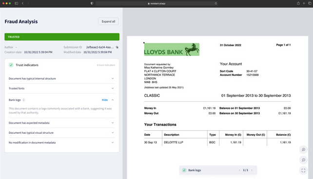 Resistant AI Document Fraud Tool Interface